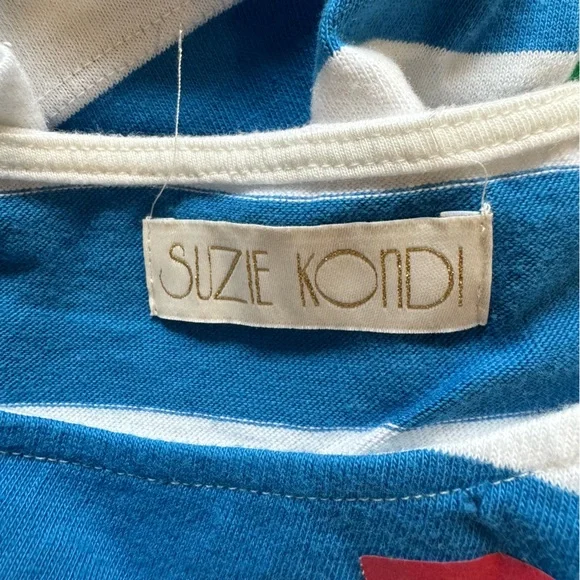 Suzie Kondi Psaras Striped Tee in Blue and White Stripe Sz S - Picture 9 of 10